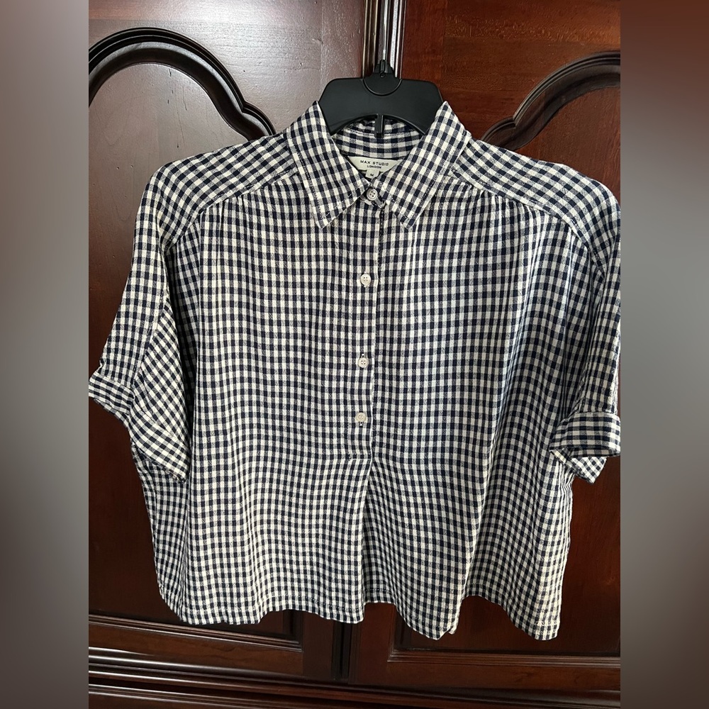 Max Studio Black & White Checkered Blouse